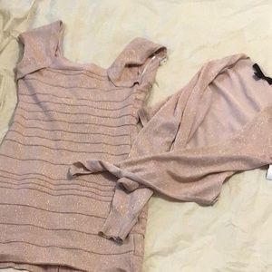 Forever21 Cap sleeved pink glittery body con dress